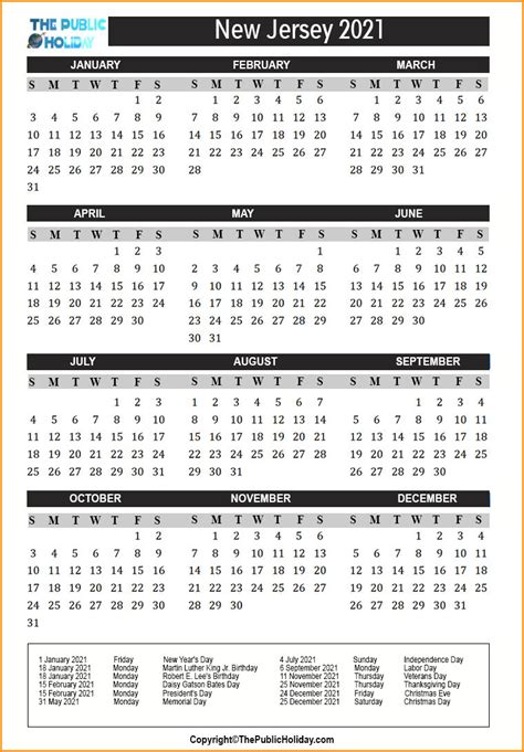 New Jersey State Holidays 2021 [Public & Federal Holidays]