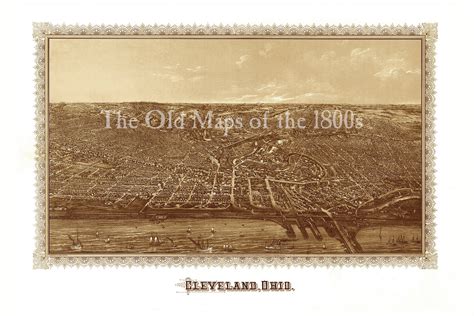 Cleveland Ohio In Bird S Eye View Map Aerial Panorama Map