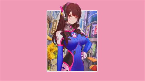 Big Boobs D Va Overwatch Anime Anime Girls Simple Background