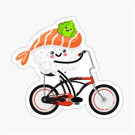 "Japanese Sushi Bike Ride Sashimi" Sticker by roxy7922 | Redbubble