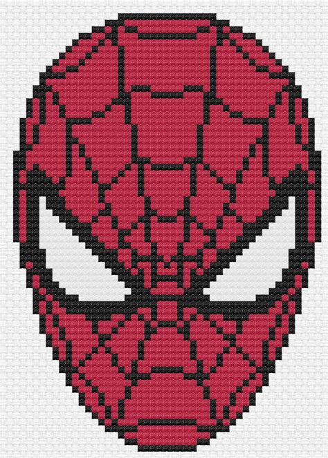 Spiderman Mask Cross Stitch Pattern Etsy Spiderman Pixel Art