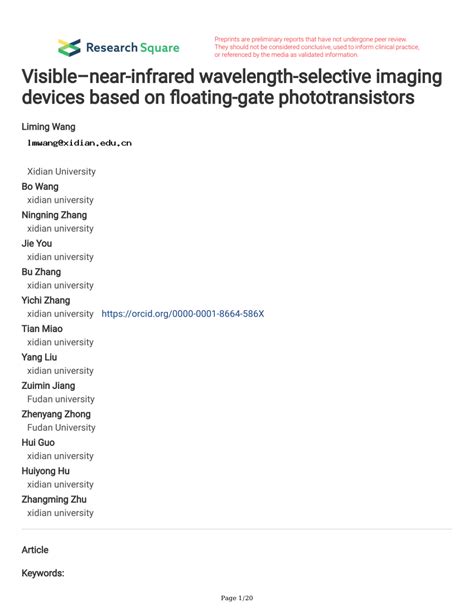 Pdf Visiblenear Infrared Wavelength Selective Imaging Devices Based