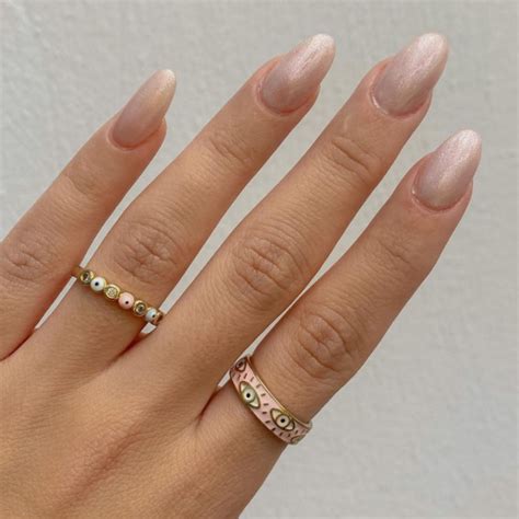 Hailey Bieber Glazed Donut Nails Shimmery Nude Pearl Nails Fab