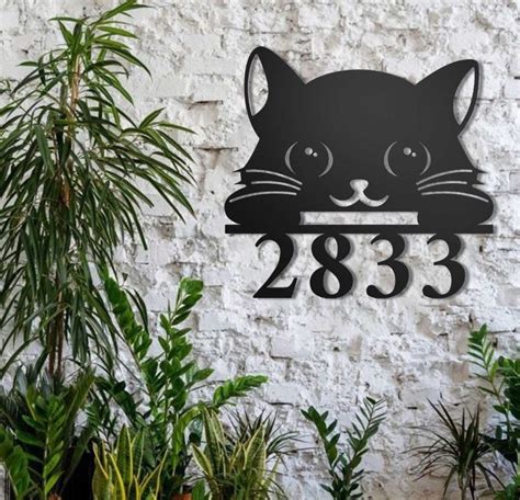 Dinozozo Cat Welcome Address Sign House Number Plaque Custom Metal