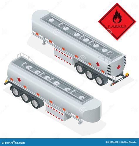 Fuel Gas Tanker Truck Isometric Illustration Truck With Fuel 3d Vector