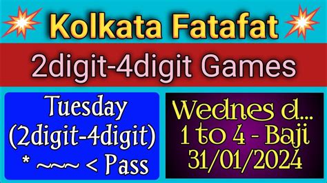 Kolkata Ff Digit Digit To Baji Game Wednesday