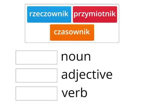 Przymiotnik Rzeczownik Czasownik Match Up