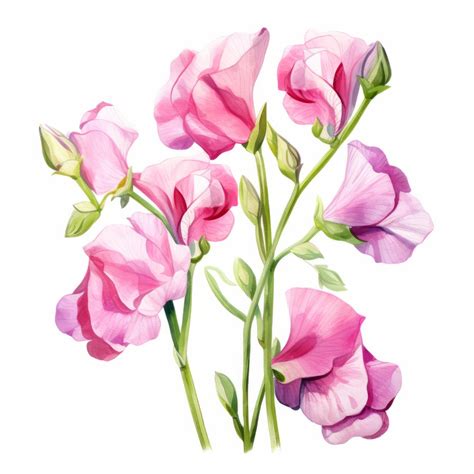 Premium Photo Watercolor Sweet Pea Blossoms Pink Graceful Curves