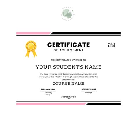 Pink Black Certificate Of Completion Beauty Academy Manuals1