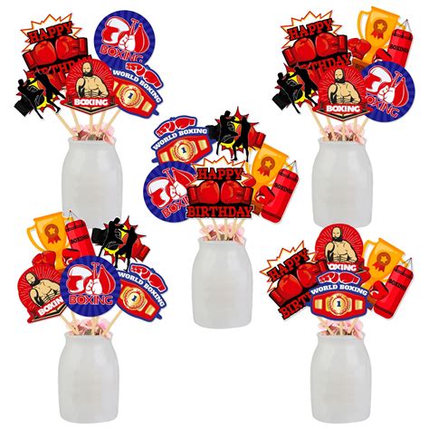 Boxing Birthday Centerpiece Sticks Set Of 24 Red And Black