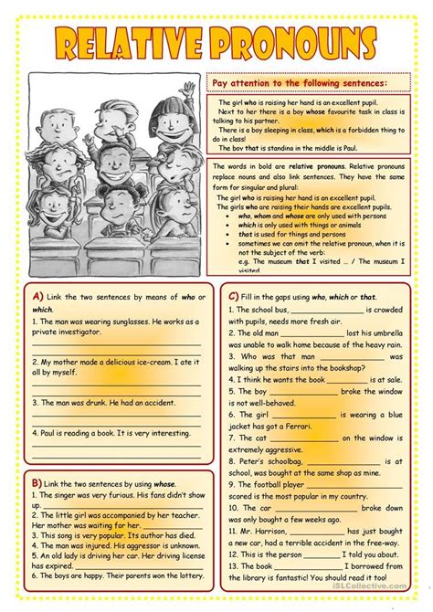 Relative Pronouns Worksheets