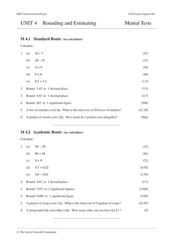 Ks3 Rounding And Estimating Mep Unit 4 Teaching Resources