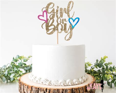 Gender Reveal Cake Topper Personalized Baby Cake Topper Girl Etsy