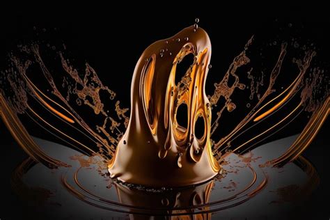 Premium AI Image | golden caramel doused on a black background