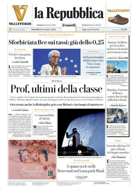 Newspaper La Repubblica Italy Newspapers In Italy Todays Press