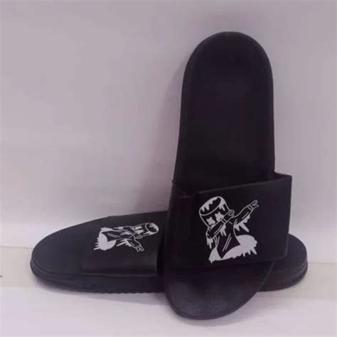 Black Base Men White Printed Pvc Flip Flop Slipper At Rs Pair In