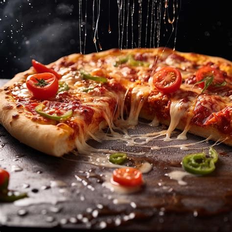 Premium Photo Pizza With Salami And Mozzarella Cheese On Black Background