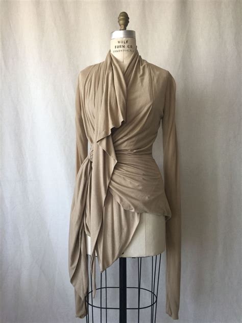 NEW RICK OWENS NUDE COLOR COTTON BLEND WRAP STANNING JACKET SIZE