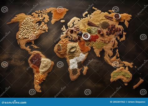 Spices Map, a World Map Made of Seasonings, Abstract Generative AI ...