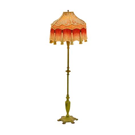 Orange Tassel And Green Metal Vintage Floor Lamp Modernica Props