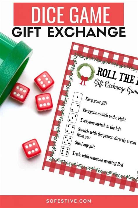 Roll The Dice Game For Gift Exchange - Printable Game | SoFestive.com