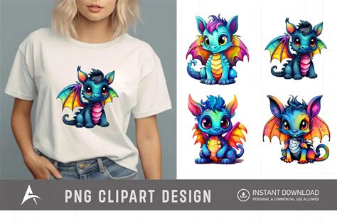 Watercolor Cute Rainbow Dragon Clipart D Graphic By Allisonsuns