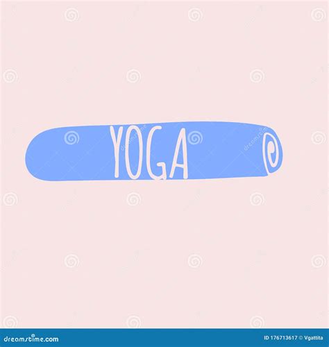 Illustration Yoga Mat Cartoon Style Blue Color Stock Vector