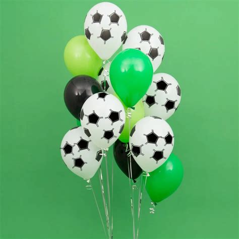 Pcs Green Football Soccer Theme Party Round Balloons Black White