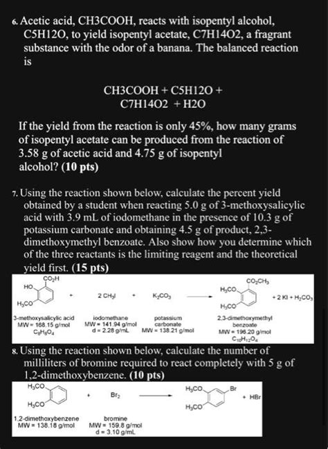 Solved Acetic Acid Ch Cooh Reacts With Isopentyl Chegg