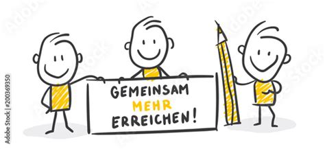 Strichfiguren Strichmännchen Gemeinsam Mehr Erreichen Nr 218