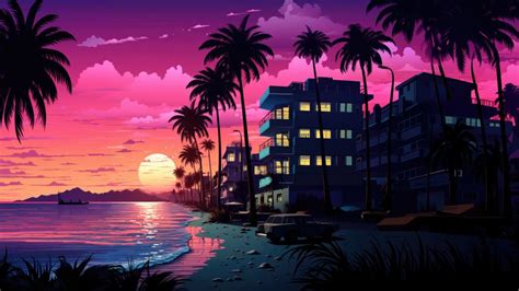 Retro Wave Miami Sunset Backiee