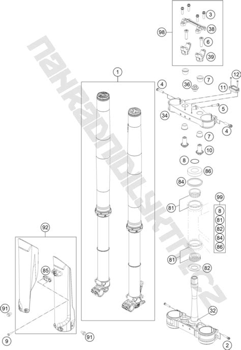 Náhradní díly KTM Schéma FRONT FORK TRIPLE CLAMP pro model KTM MX