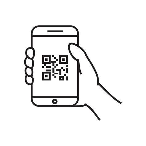 Qr Code Scanning Icon In Smartphone Hand Holding Mobile Phone In Line