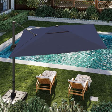 Lausaint Home Ft Patio Umbrella With Base Outdoor Cantilever Umbrella