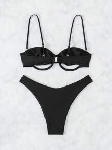 Swim SXY Summer Beach Cut Out Ruched Push Up Bikini Set SHEIN USA