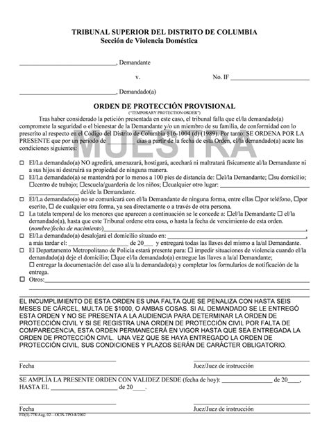 Dv Form Tpo Spanish Doc Fill Out And Sign Printable Pdf Template