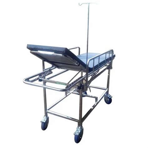 Silver Stainless Steel Patient Stretcher Trolley For Hospital At Rs