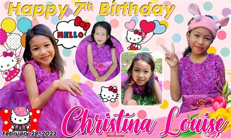 3x5 Happy 7th Birthday Christina Louise Hello Kitty Theme Tarpaulin Design