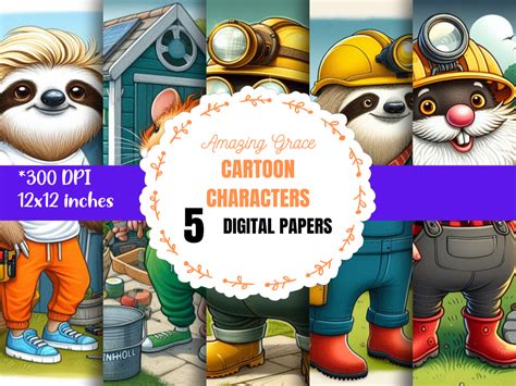 Bundle of 5 Cartoon Garden Characters Graphic by Amazing Grace Media ...