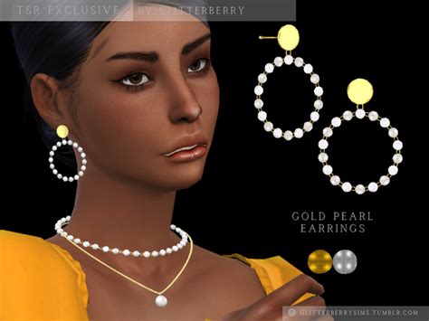 The Sims Resource Gold Pearl Earring