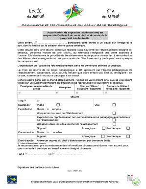 Remplissable En Ligne Blogs Lyceecfadumene Autorisation De Captation