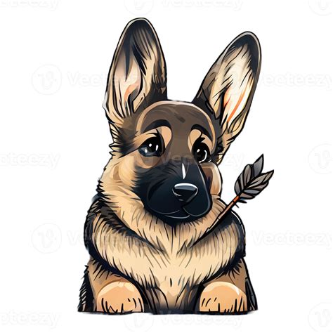 Cute German Shepherd Kawaii With A Heart 19550172 Png