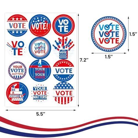 360pcs Vote Stickers White Red Blue Blank Patriotic Theme Election