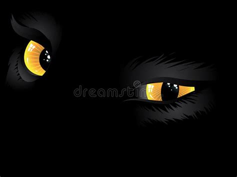 Yellow Cat Eyes In The Dark Stock Vector - Illustration of night, black ...