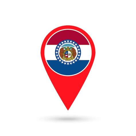 Premium Vector Map Pointer With Flag Of Missouri Vector Illustration