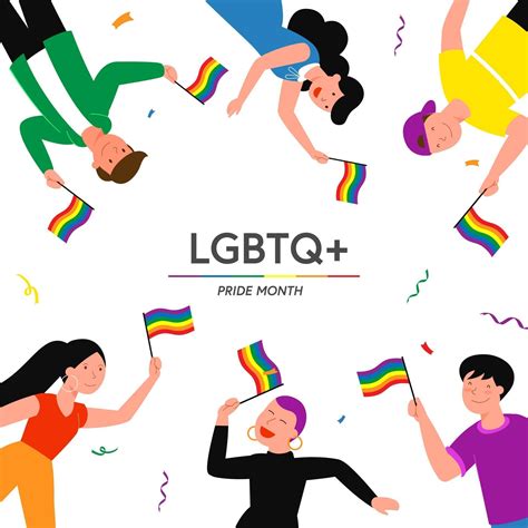 Lgbt Pride Month Concept Vector Illustration Cartoon Flat Lesbian Gay Bisexual Transgender