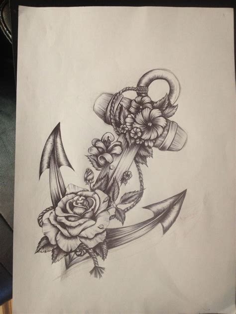 Anchor Rose Tattoo Design