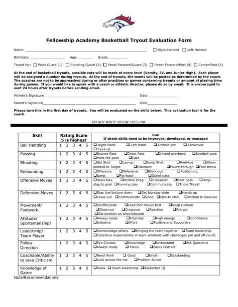 Basketball Tryout Evaluation Form Horse Fill Out Sign Online And