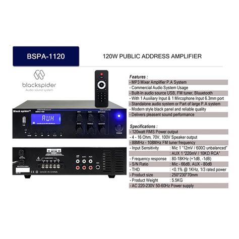 Black Spider W Bspa Public Address Amplifier With Remote