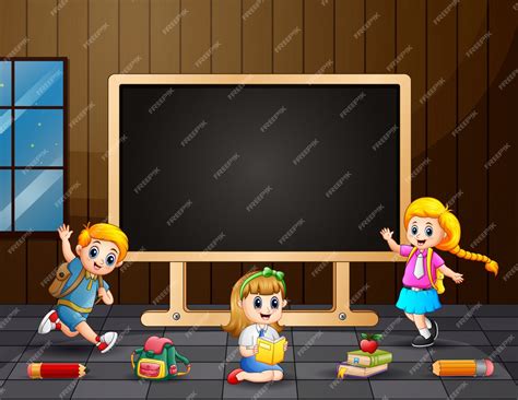 Premium Vector | Cartoon kids studying in the room